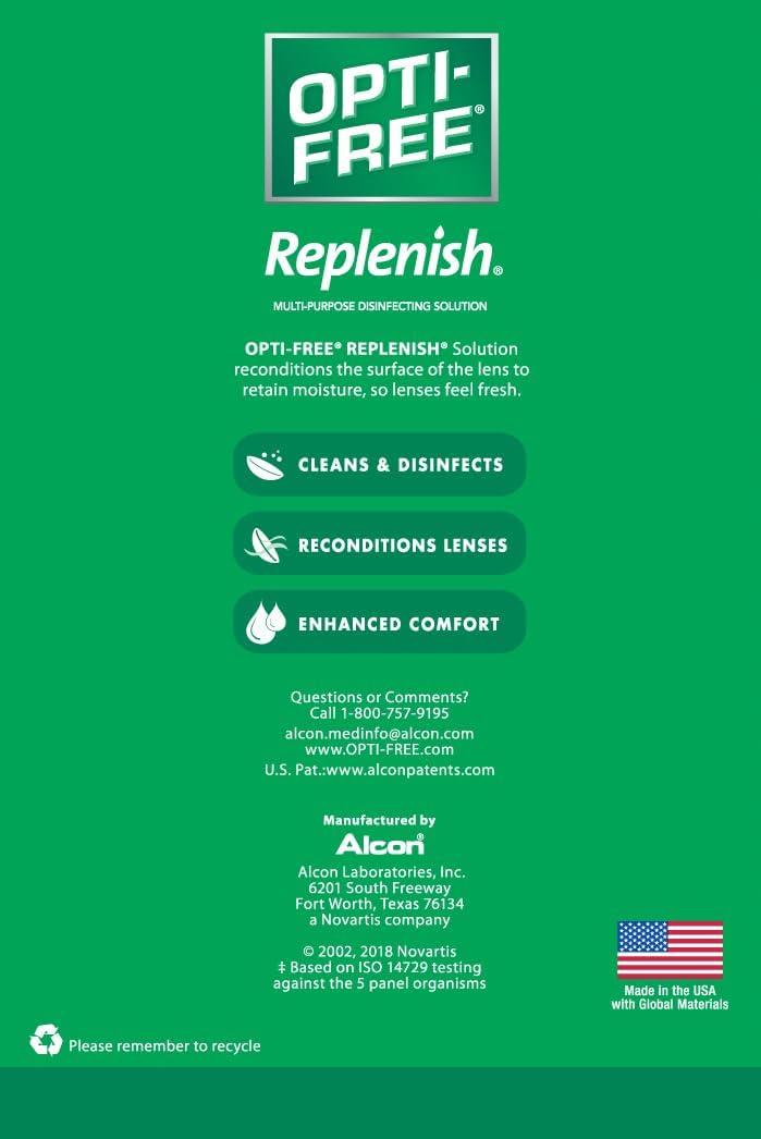 Opti-Free Replenish Multi-Purpose Contact Lens Cleaning and Disinfecting Solution with Lens Case, 10 FL OZ (Pack of 2)