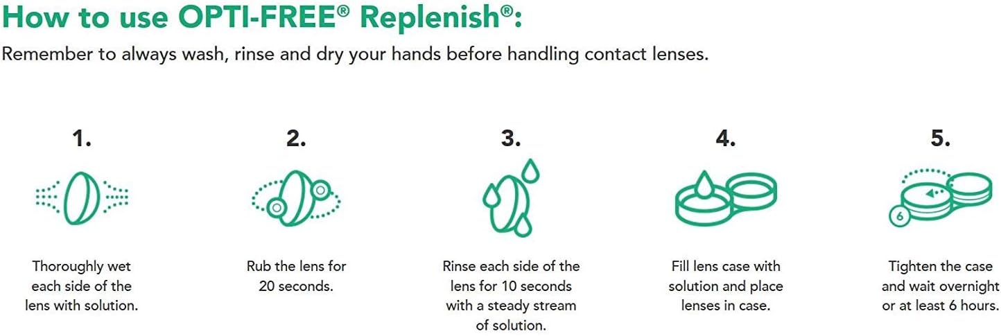 Opti-Free Replenish Multi-Purpose Contact Lens Cleaning and Disinfecting Solution with Lens Case, 10 FL OZ (Pack of 2)